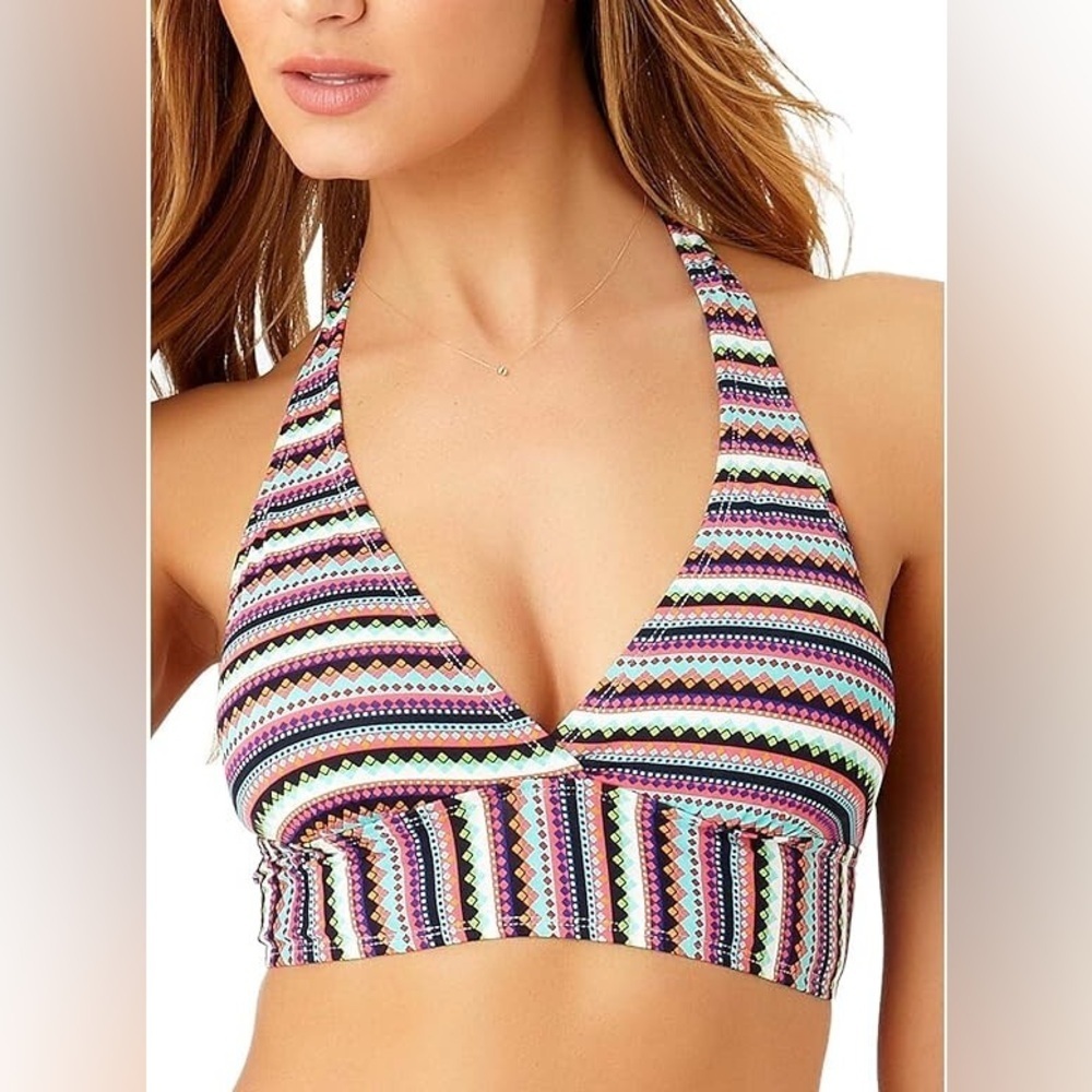 Anne Cole Pick Up Stix Multicolored Halter Bikini Top‎ Size Small NWT